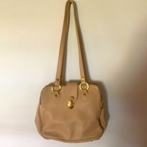 Valentina blush pink pebbled leather shoulder bag with gold hard wear